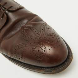 Pre Owned Louis Vuitton Dark Brown Brogue Leather Lace Up Derby Size 45