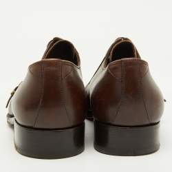 Pre Owned Louis Vuitton Dark Brown Brogue Leather Lace Up Derby Size 45