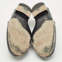 Pre Owned Louis Vuitton Black Leather Major Logo Slip On Loafers Size 42