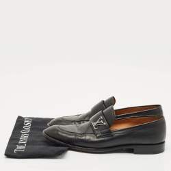 Pre Owned Louis Vuitton Black Leather Saint German Slip On Loafers Size 40.5