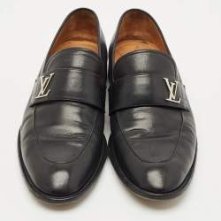 Pre Owned Louis Vuitton Black Leather Saint German Slip On Loafers Size 40.5