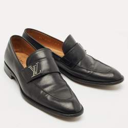 Pre Owned Louis Vuitton Black Leather Saint German Slip On Loafers Size 40.5