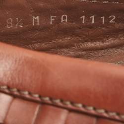 Pre Owned Louis Vuitton Brown Woven Leather Monte Carlo Slip On Loafers Size 42.5