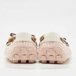 Pre Owned حذاء لوفرز لوي فيتون أريزونا جلد زهري فاتح وأبيض مقاس 42.5