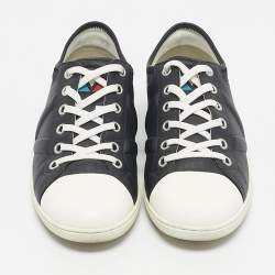 Pre Owned حذاء رياضي لوي فيتون منخفض القمة جلد ومطاط لون أسود/أبيض مقاس 43