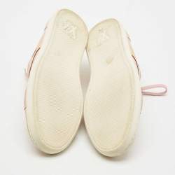 Pre Owned Louis Vuitton Light Pink/Brown Canvas and Suede Low Top Sneakers Size 42