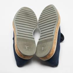 Pre Owned Louis Vuitton Navy Blue Denim Tassel Slip On Loafers Size 41