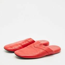 Pre Owned Louis Vuitton x Supreme Red Leather Hugh Flat Slippers Size 42