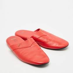 Pre Owned Louis Vuitton x Supreme Red Leather Hugh Flat Slippers Size 42