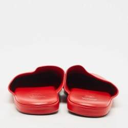 Pre Owned Louis Vuitton x Supreme Red Leather Hugh Flat Slippers Size 42