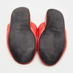 Pre Owned Louis Vuitton x Supreme Red Leather Hugh Flat Slippers Size 42
