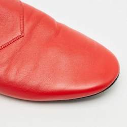Pre Owned Louis Vuitton x Supreme Red Leather Hugh Flat Slippers Size 42