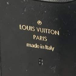 مملوكة مسبقًا صندل سلايد فوش لوي فيتون جلد أومبري أزرق/أسود مقاس 42