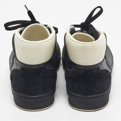 Pre Owned Louis Vuitton Black Damier Canvas and Leather High Top Sneakers Size 39.5