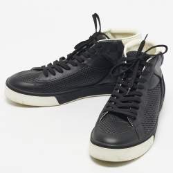 Pre Owned Louis Vuitton Black Damier Canvas and Leather High Top Sneakers Size 39.5