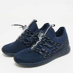 Pre Owned Louis Vuitton Navy Blue Fabric And Mesh Fastlane Sneakers Size 42