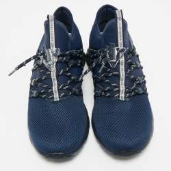 Pre Owned Louis Vuitton Navy Blue Fabric And Mesh Fastlane Sneakers Size 42