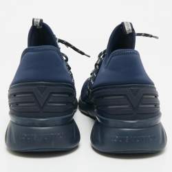 Pre Owned Louis Vuitton Navy Blue Fabric And Mesh Fastlane Sneakers Size 42