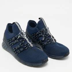 Pre Owned Louis Vuitton Navy Blue Fabric And Mesh Fastlane Sneakers Size 42