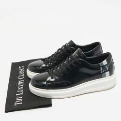 Pre Owned Louis Vuitton Black Leather Beverly Hills Lace Up Sneakers Size 40.5