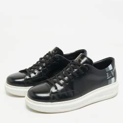 Pre Owned Louis Vuitton Black Leather Beverly Hills Lace Up Sneakers Size 40.5