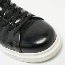 Pre Owned Louis Vuitton Black Leather Beverly Hills Lace Up Sneakers Size 40.5