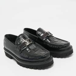Pre Owned Louis Vuitton Damier Graphite Leather Major Loafers Size 40.5
