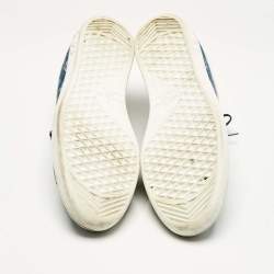 Pre Owned Louis Vuitton Blue Monogram Denim and Leather Luxembourg Low Top Sneakers Size 40.5