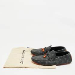 Pre Owned Louis Vuitton Two Tone Monogram Canvas And Leather Driver Loafers  Size 41