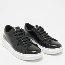 Pre Owned Louis Vuitton Black Leather Monogram Debossed Time Out Sneakers Size 40..5