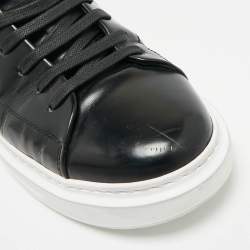 Pre Owned Louis Vuitton Black Leather Monogram Debossed Time Out Sneakers Size 40..5