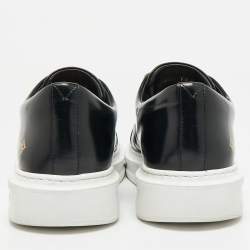 Pre Owned Louis Vuitton Black Leather Monogram Debossed Time Out Sneakers Size 40..5