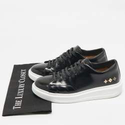 Pre Owned Louis Vuitton Black Leather Monogram Debossed Time Out Sneakers Size 40..5