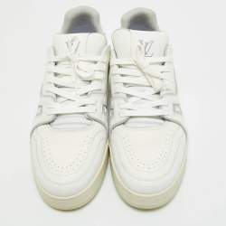 Pre Owned حذاء رياضي لويس فيتون LV مدرب جلد أبيض بأربطة مقاس 42