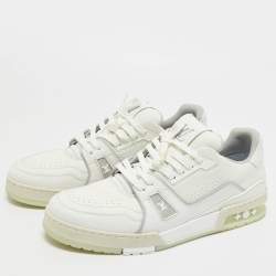 Pre Owned حذاء رياضي لويس فيتون LV مدرب جلد أبيض بأربطة مقاس 42