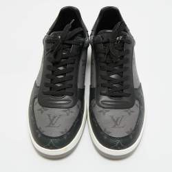 مملوكة مسبقًا Louis Vuitton Grey/Black Monogram Canvas and Leather Rivoli Lace Up Sneakers  Size 42.5