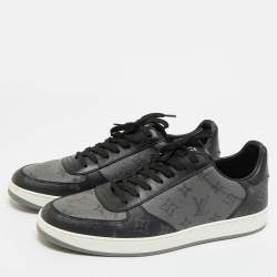 مملوكة مسبقًا Louis Vuitton Grey/Black Monogram Canvas and Leather Rivoli Lace Up Sneakers  Size 42.5