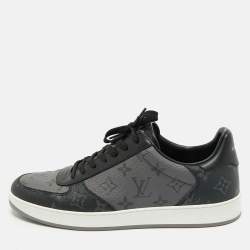 مملوكة مسبقًا Louis Vuitton Grey/Black Monogram Canvas and Leather Rivoli Lace Up Sneakers  Size 42.5