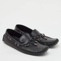 Pre Owned Louis Vuitton Black Leather Gloria Loafers Size 44