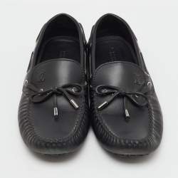 Pre Owned Louis Vuitton Black Leather Gloria Loafers Size 44