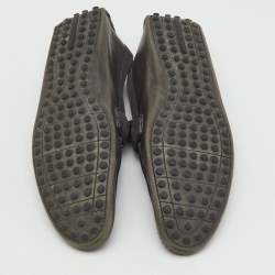 Pre Owned Louis Vuitton Dark Grey Leather and Suede Hockenheim Loafers Size 44