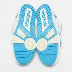 Pre Owned Louis Vuitton Blue/White Denim and Leather LV Skate Sneakers Size 41.5