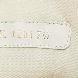 Pre Owned Louis Vuitton Green/White Denim and Leather LV Trainer Lace Up Sneakers Size 41.5