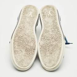 مملوكة مسبقًا Louis Vuitton Blue Damier Embossed Leather and Suede Challenge Zip Up Sneakers Size 43