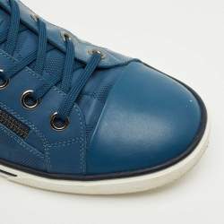 مملوكة مسبقًا Louis Vuitton Blue Damier Embossed Leather and Suede Challenge Zip Up Sneakers Size 43