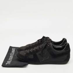Pre Owned Louis Vuitton Black Petit Damier Canvas and Suede Vibes Sneakers Size 42.5