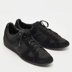 Pre Owned Louis Vuitton Black Petit Damier Canvas and Suede Vibes Sneakers Size 42.5
