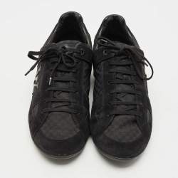 Pre Owned Louis Vuitton Black Petit Damier Canvas and Suede Vibes Sneakers Size 42.5
