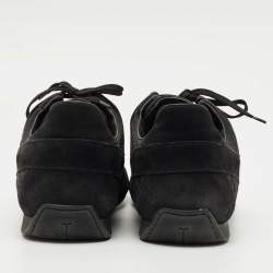 Pre Owned Louis Vuitton Black Petit Damier Canvas and Suede Vibes Sneakers Size 42.5