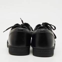Pre Owned Louis Vuitton Black/Grey Leather and Monogram Coated Canvas Match Up Sneakers Size 43